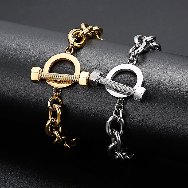 Planderful Everyday Genie Black Barbell Bracelet For Men