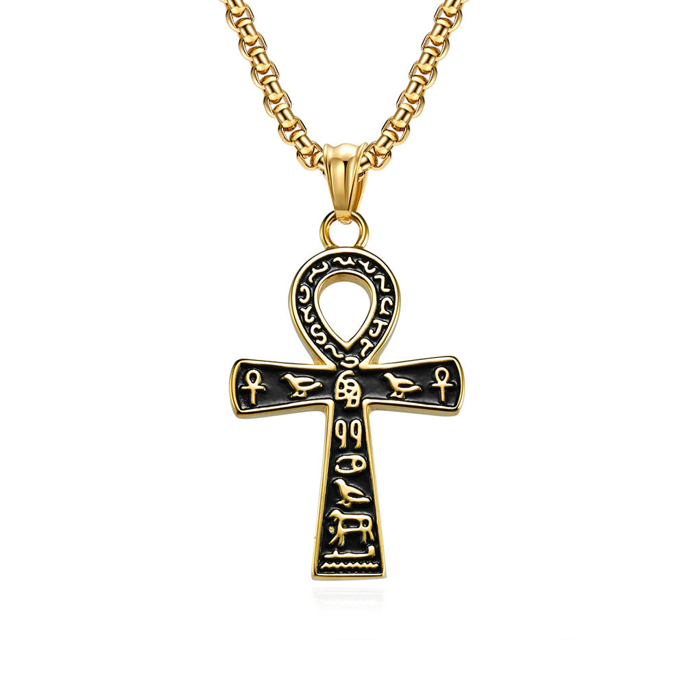 Planderful Ankh Cross Necklace Titanium Steel Unisex Elegant Egyptian Symbol Jewelry Everyday Genie Collection
