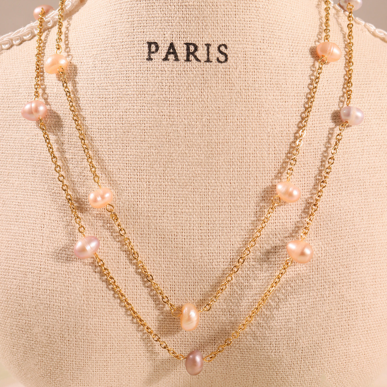 Planderful Pink Freshwater Pearl Collarbone Necklace Women