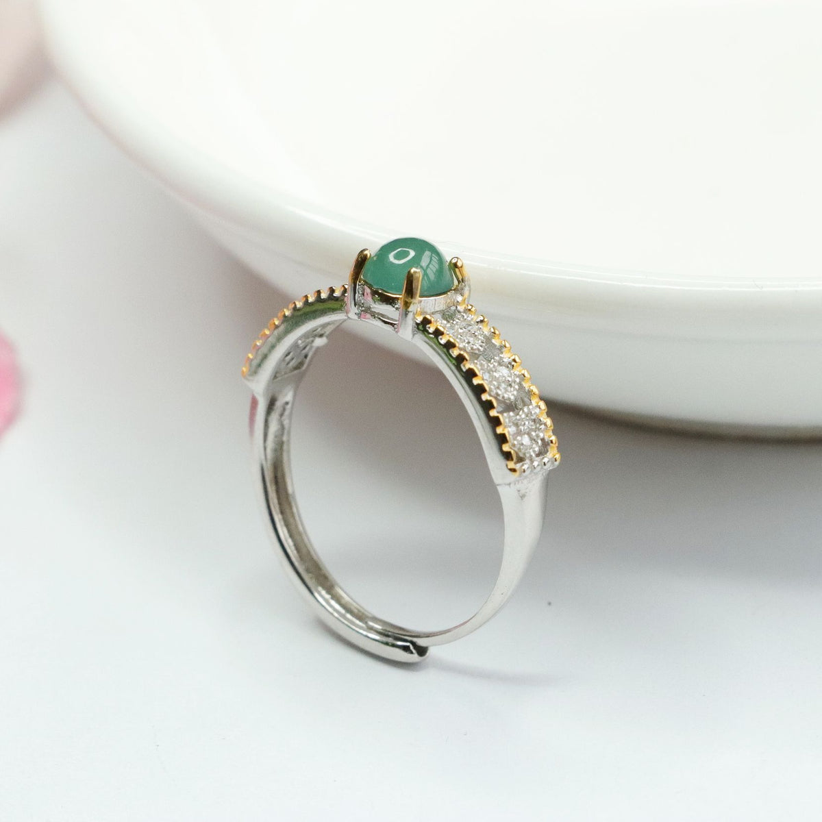 Icy Blue Jadeite Heart 925 Silver Ring