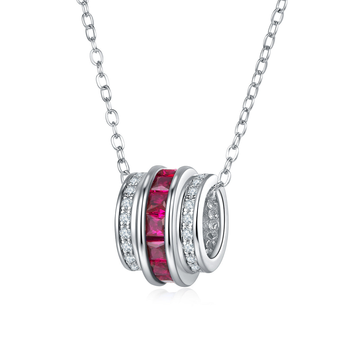 S925 Sterling Silver Lab-Grown Gemstone Pendant Necklace