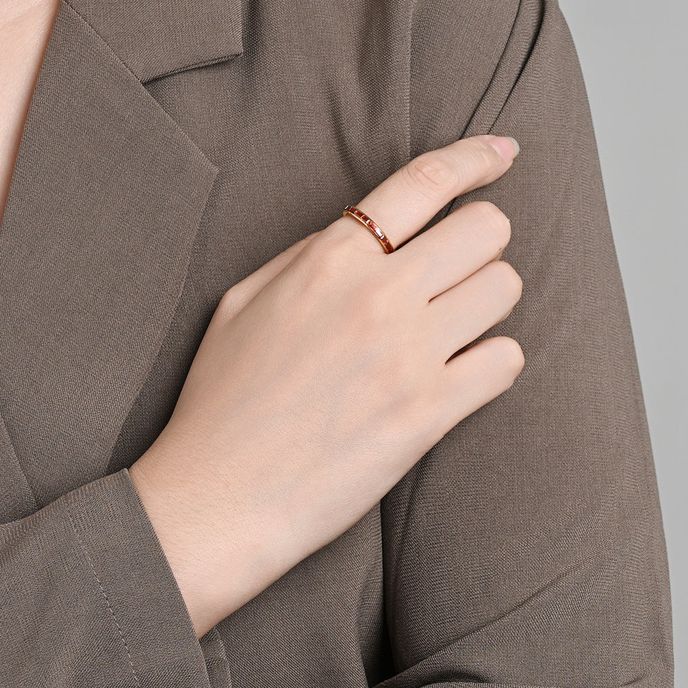 Planderful 2mm Titanium Zircon Ring For Women Everyday Genie Luxury Minimalist Hipster Jewelry