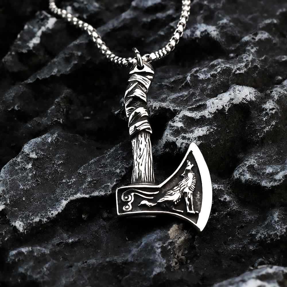 Punk Viking Wolf Stainless Steel Pendant Necklace