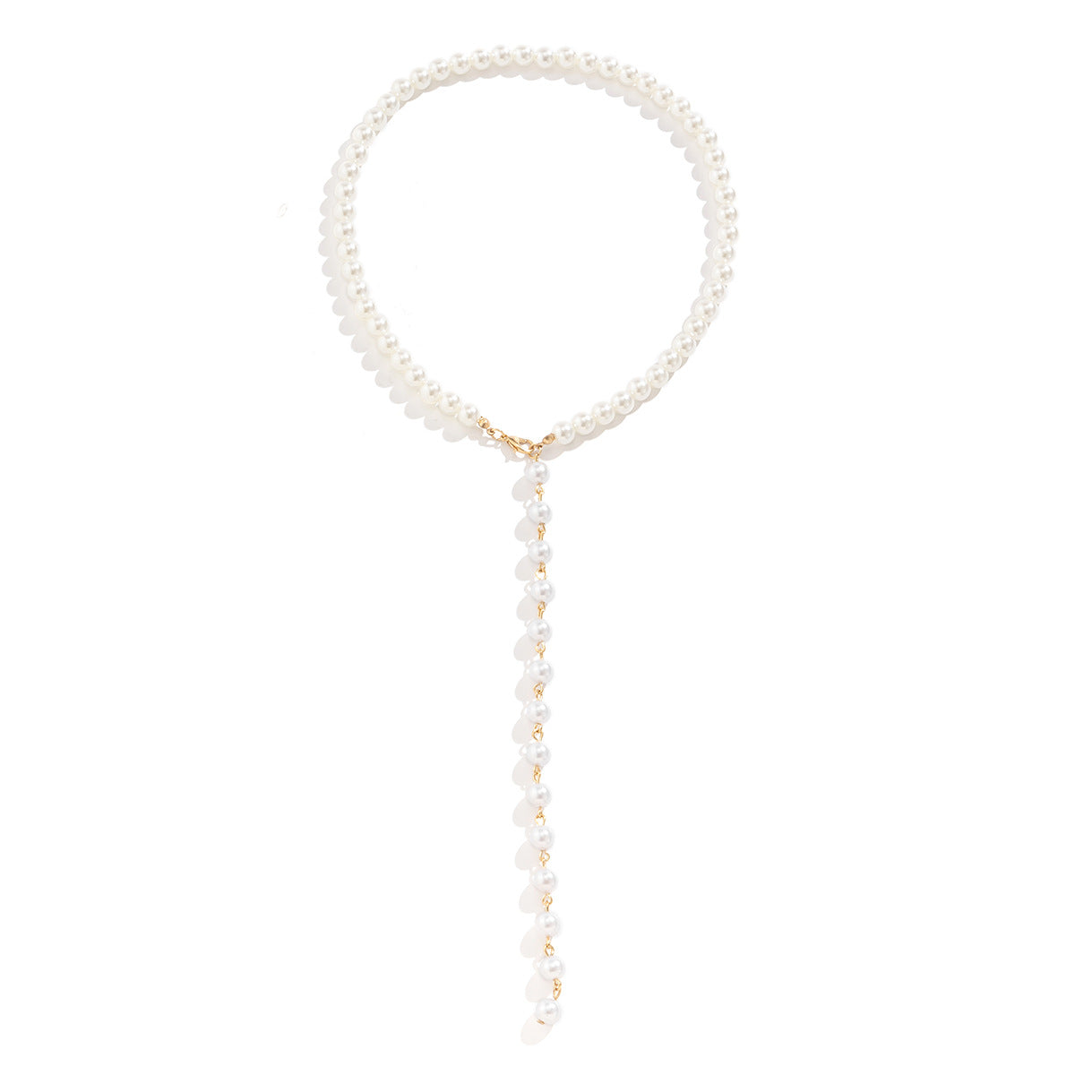 French-Inspired Long Beaded Necklace with Pearl Tassel for Elegant Women