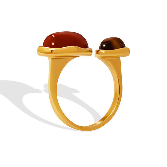 Retro Tiger's Eye Stone Ring with Gold Plating - Unique Women's Jewelry