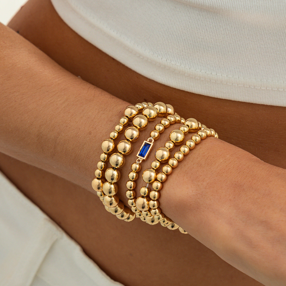 Planderful Acrylic Bracelet Vienna Verve Stacked Beaded Rectangular Jewelry For Trendsetting Women