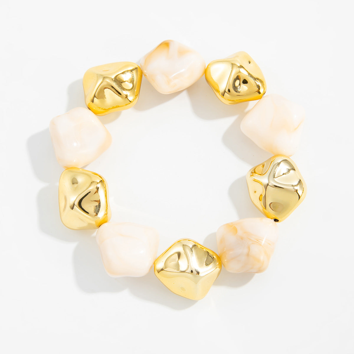 Planderful Vienna Verve Elastic Beaded Bracelet For Women Two Tone Contrast Statement Jewelry