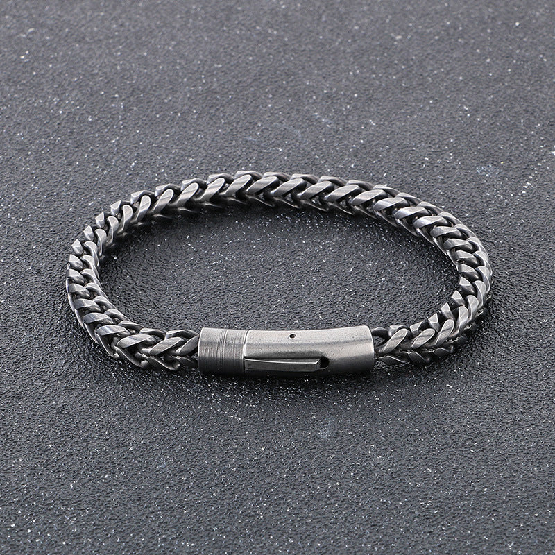 Planderful Men Stainless Steel Chain Bracelet Retro Style