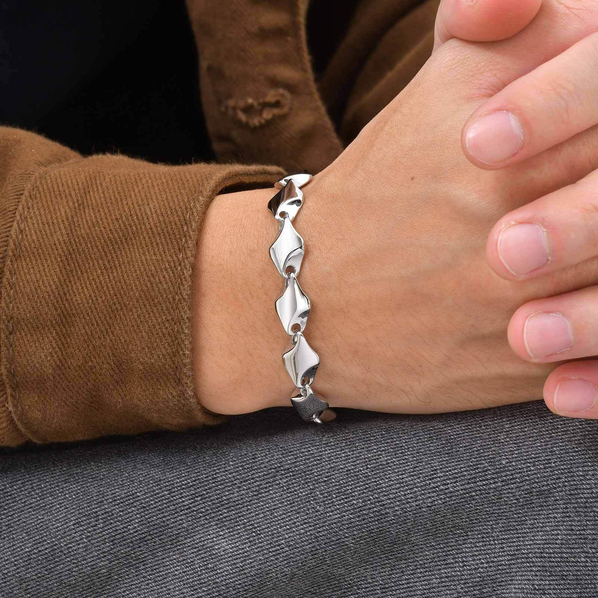 Geometric Stainless Steel Bracelet for Men