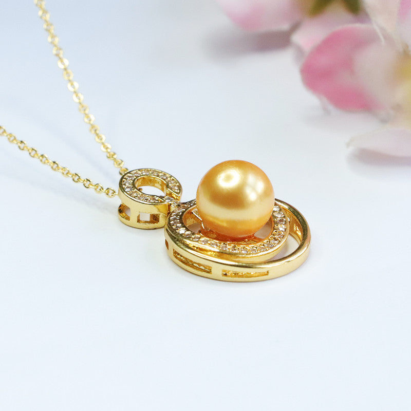 Champagne Shell Pearl Openwork Pendant — No Chain