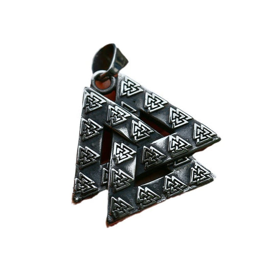 Titanium Steel Viking-Inspired Triangular Pendant Necklace for Men - Nordic Retro Jewelry Wholesale