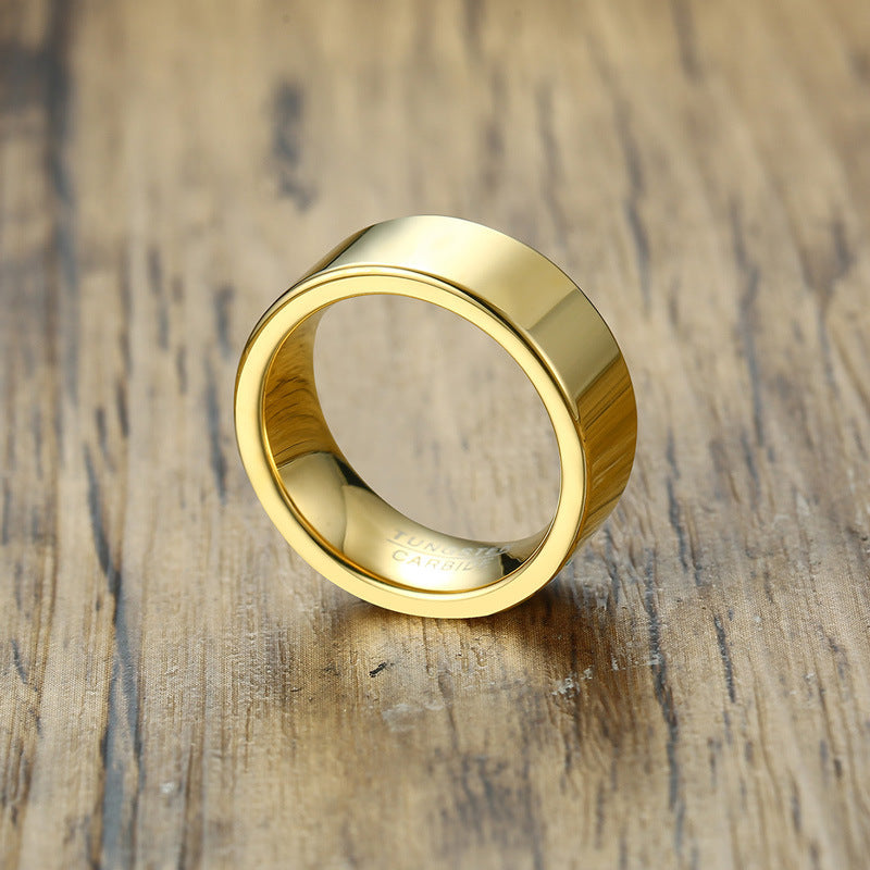 European And American Accessories Gold Simple Men's Tungsten Steel Ring