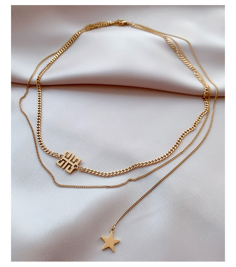 Elegant 18K Gold Plated Tassel Necklace for Women - Titanium Steel Jewelry