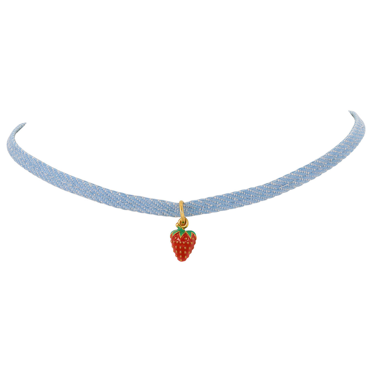 Stainless Steel Denim Rope Strawberry Pendant Sweet Fruit Wind Daily Collar Clavicle Chain Necklace