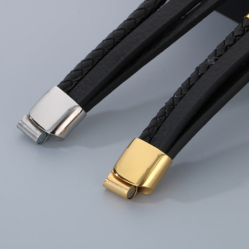 Planderful Magnetic Buckle Men's Bracelet Volcanic Stone