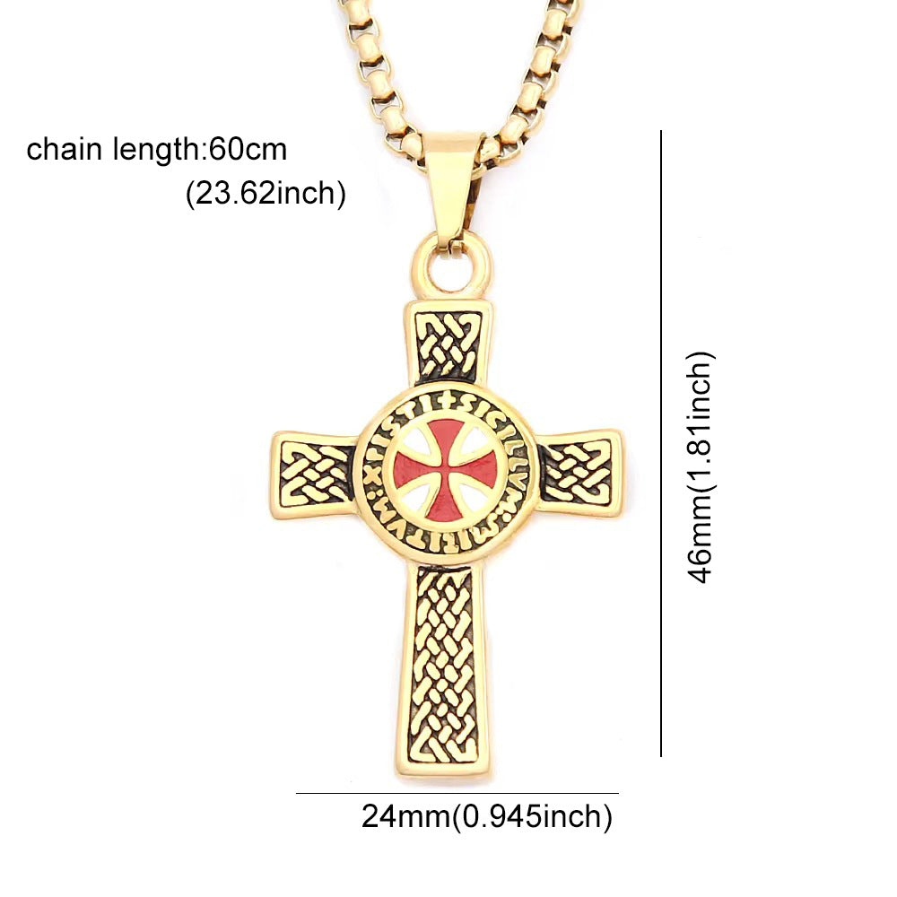 Cross Double-Sided Stainless Steel Men's Pendant Necklace