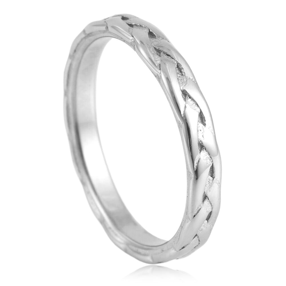 Men's Retro Braided Titanium Steel Twist Ring - Trendy Stainless Steel Accessory from Manufacturer
