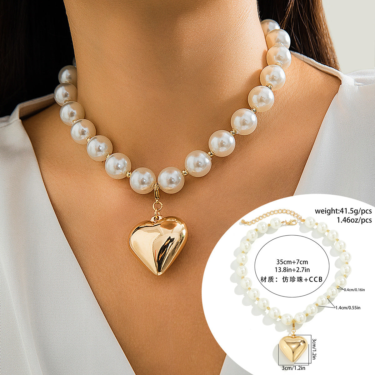 Exaggerated Cross-border Cyber Wind Multi-Layer Necklace with Detachable Love-Shaped Pendant