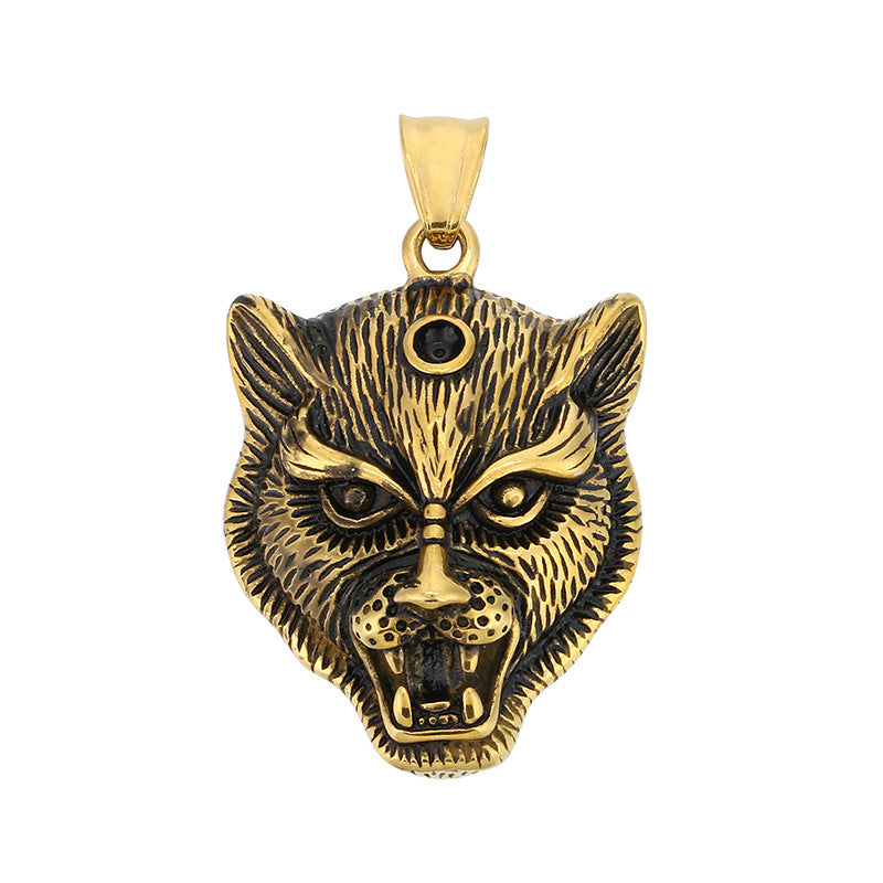 Trendy Dark Animal Pendant - Hip Hop Retro Punk Leopard Zircon Titanium Steel for Men