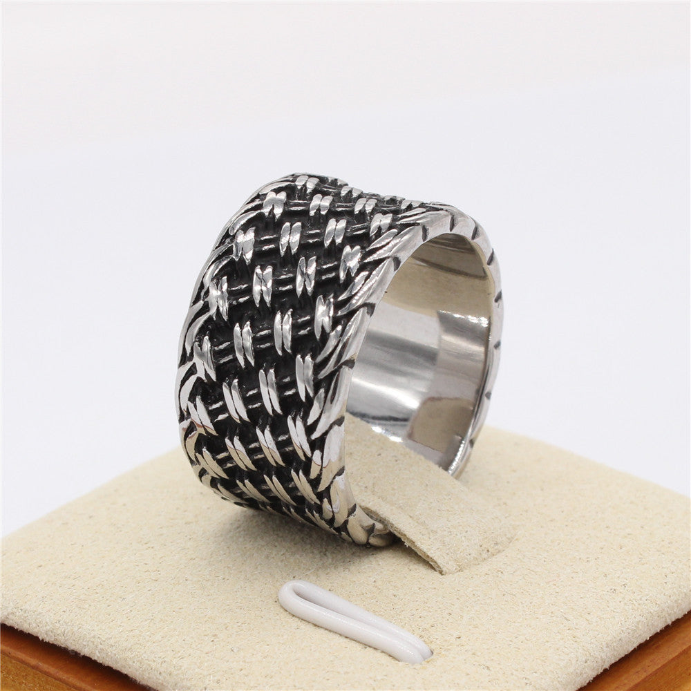 Retro Woven Knot Men's Titanium Ring