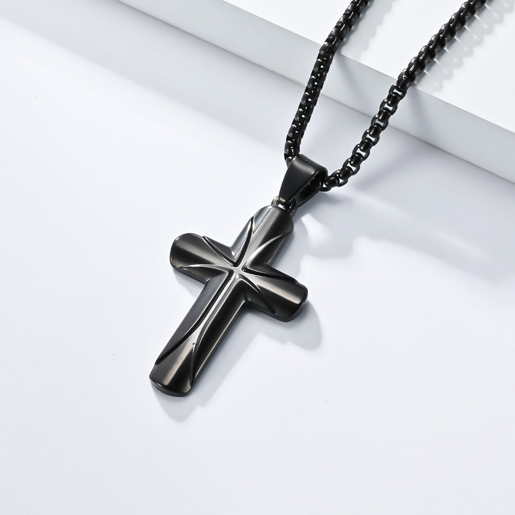 Cross-Border European American Stainless Steel Cross Necklace