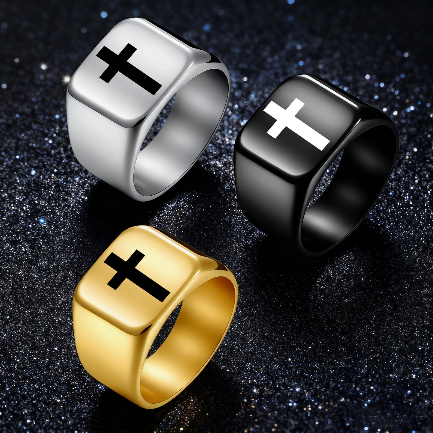 Stainless Steel Punk Stamp Ring By Planderful Everyday Genie For Unisex Hip Hop Style And Customizable Design