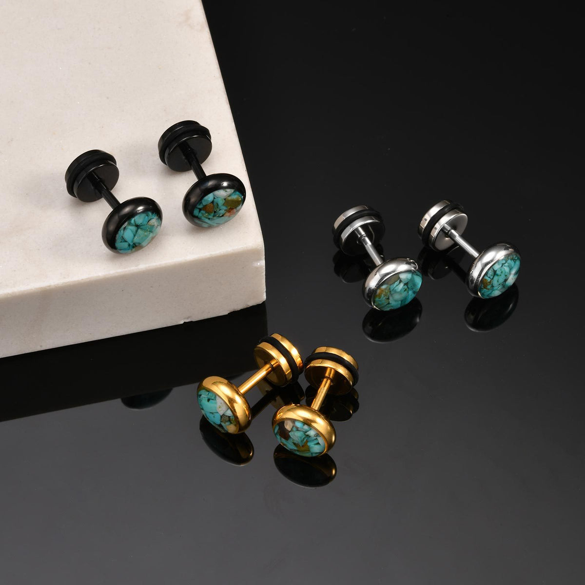 Modern Stainless Steel Earring — Single — Gold / Silver / Black