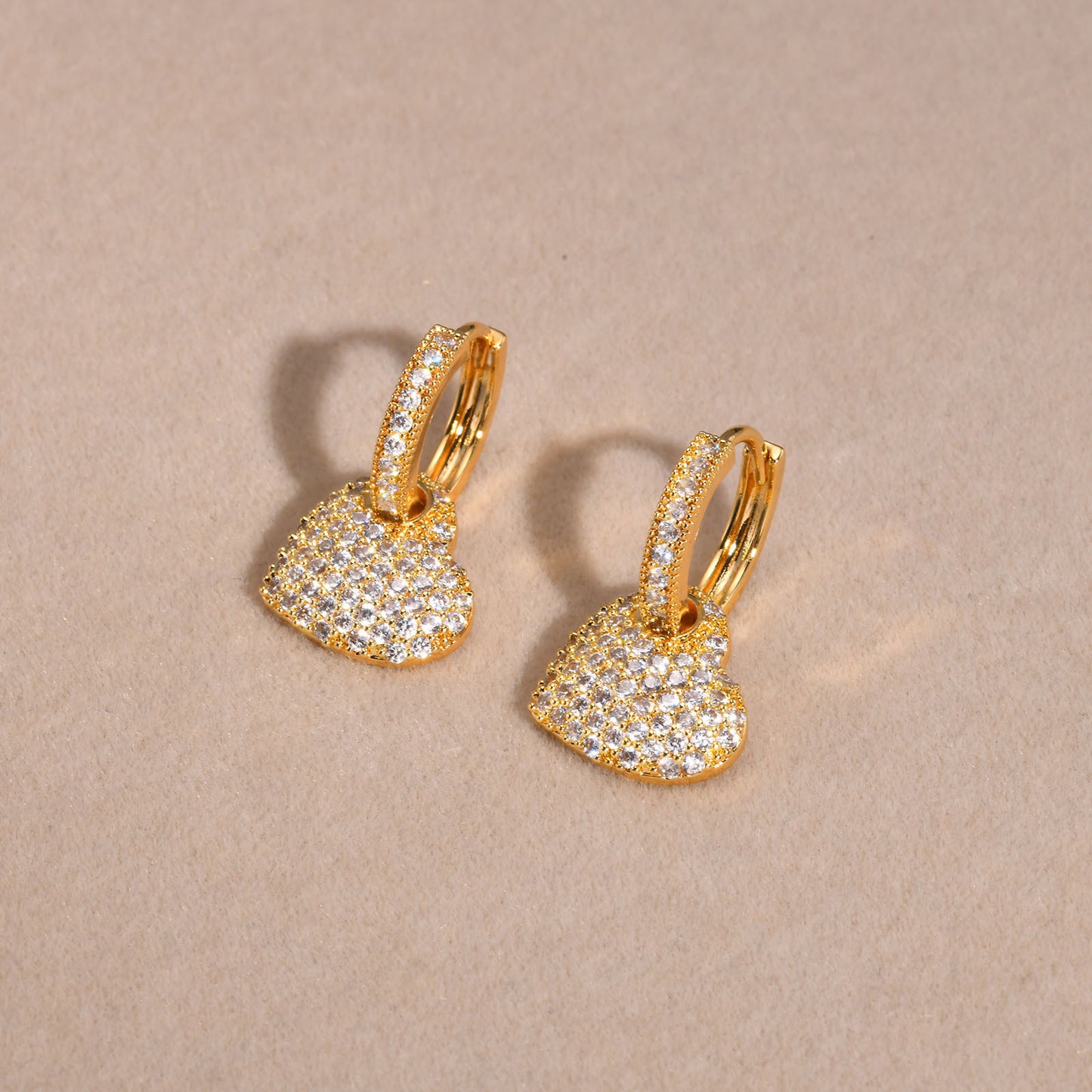 Earrings Full of Zircon Heart Earrings Gold Women's Fashion