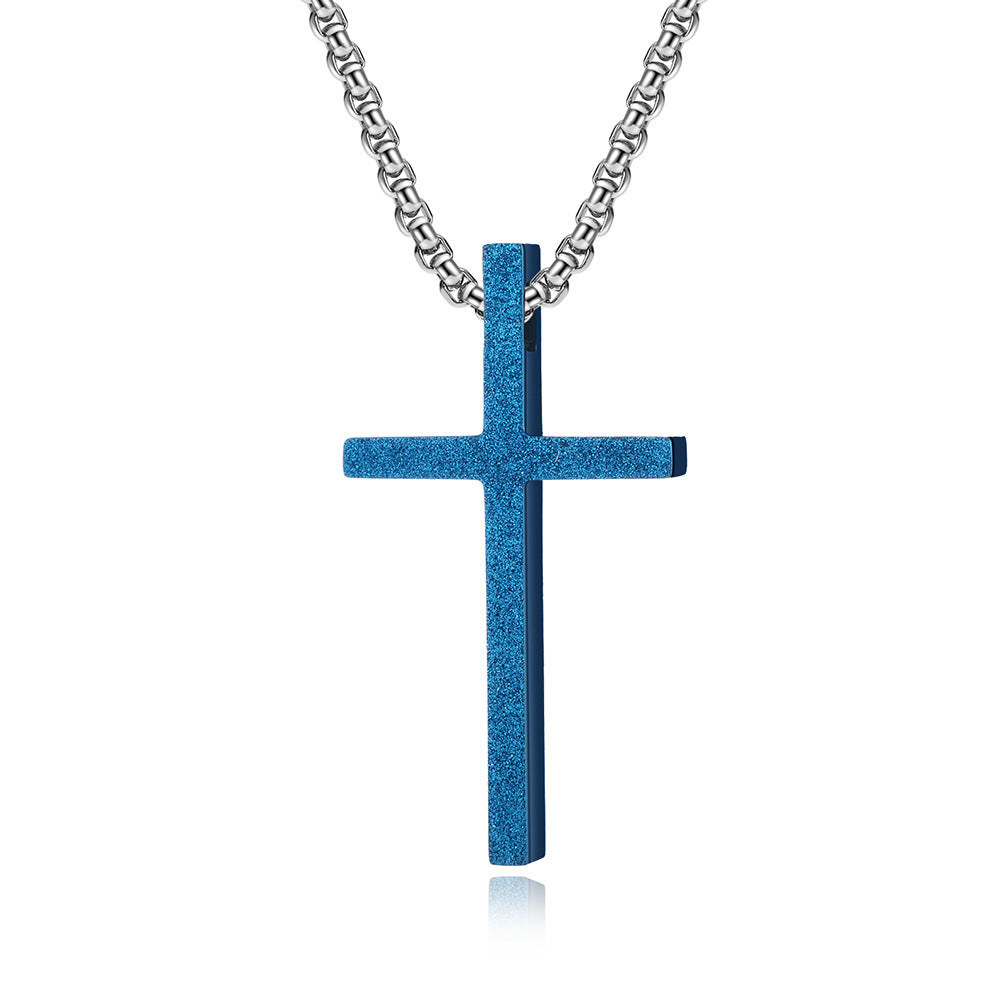 Luxury Stainless Steel Matte Cross Necklace for Men