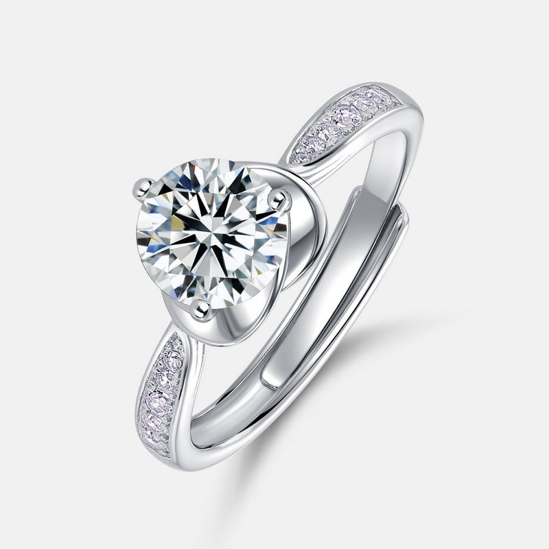 Planderful Classic Moissanite Sterling Silver Ring – 6.5 × 6.5 mm, 1 ct – Style 6
