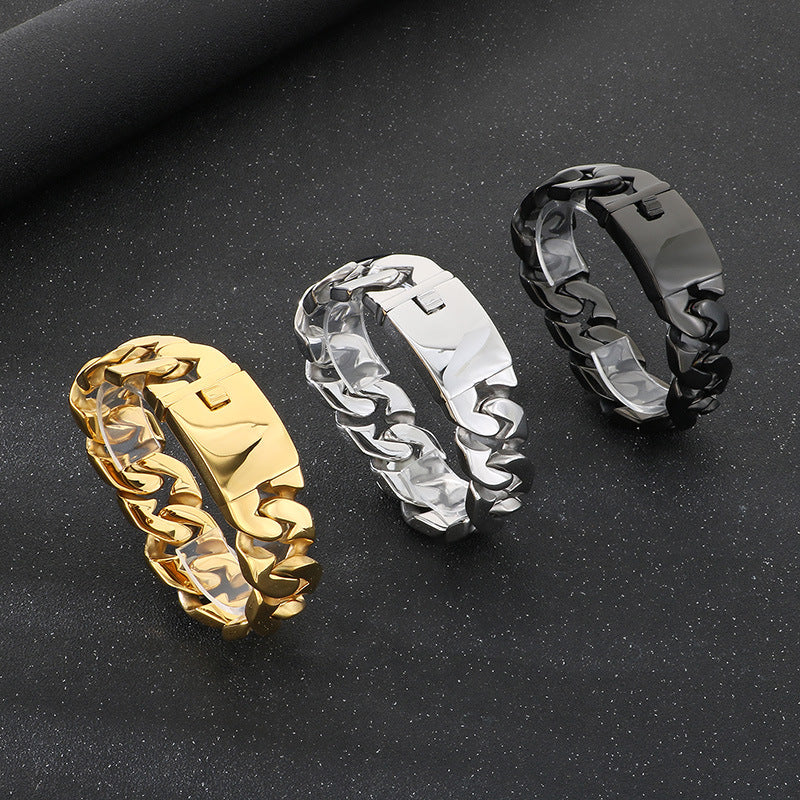 Planderful Cuban Chain Titanium 24mm Mens Bracelet Premium