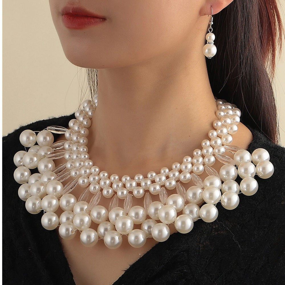Pearl and Shawl Multi-Layer Necklace Set - Savanna Rhythms Collection