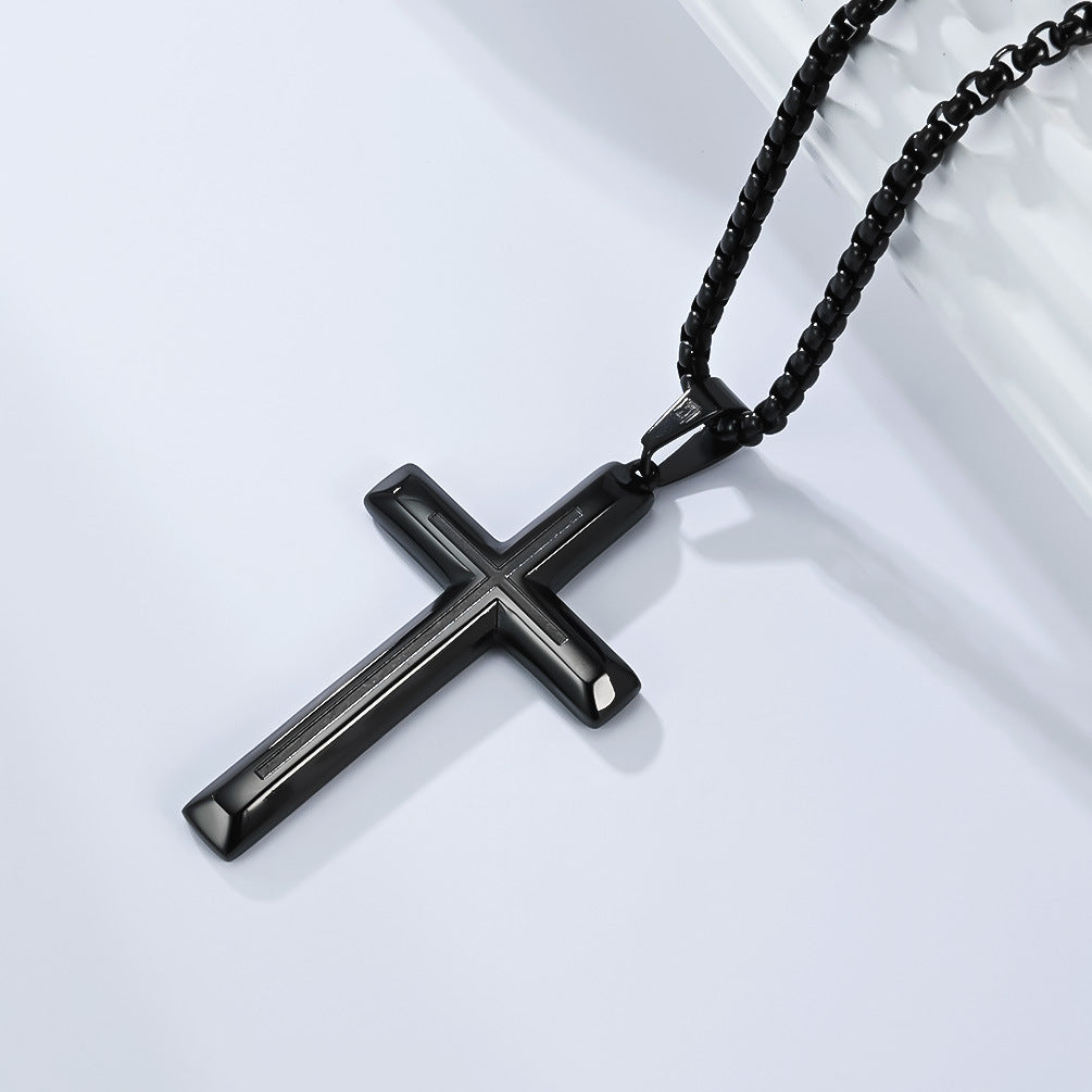 Planderful Cross Pendant Necklace Unisex Titanium Steel Street Style Jewelry For Fashion Forward Fans