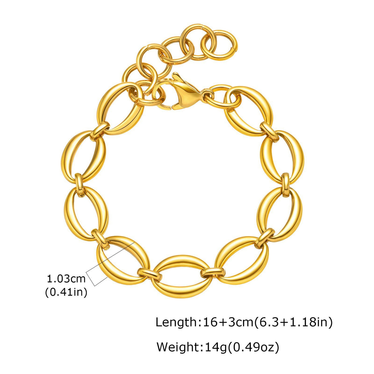 Thick Personalized Oval Big Stainless Steel Bracelet