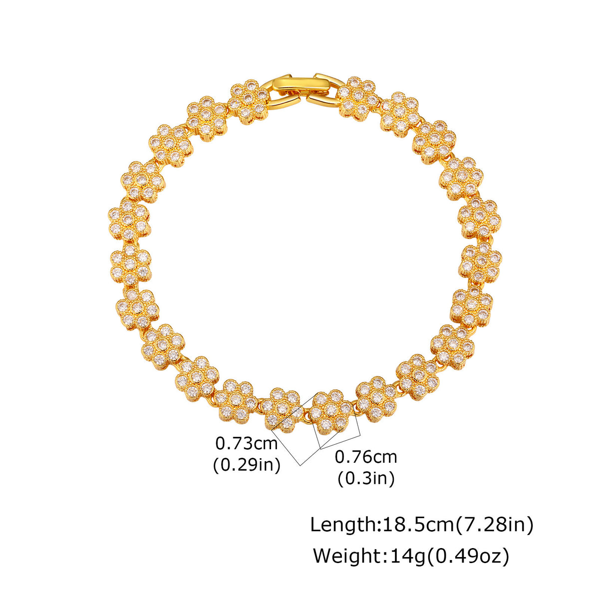 Heart Flower Zircon Copper Bracelet
