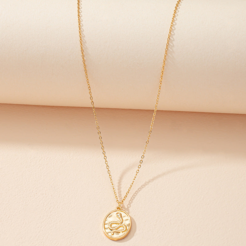 Sunlit Serpent: Personalized Minimalist Snake Necklace with Collarbone Chain