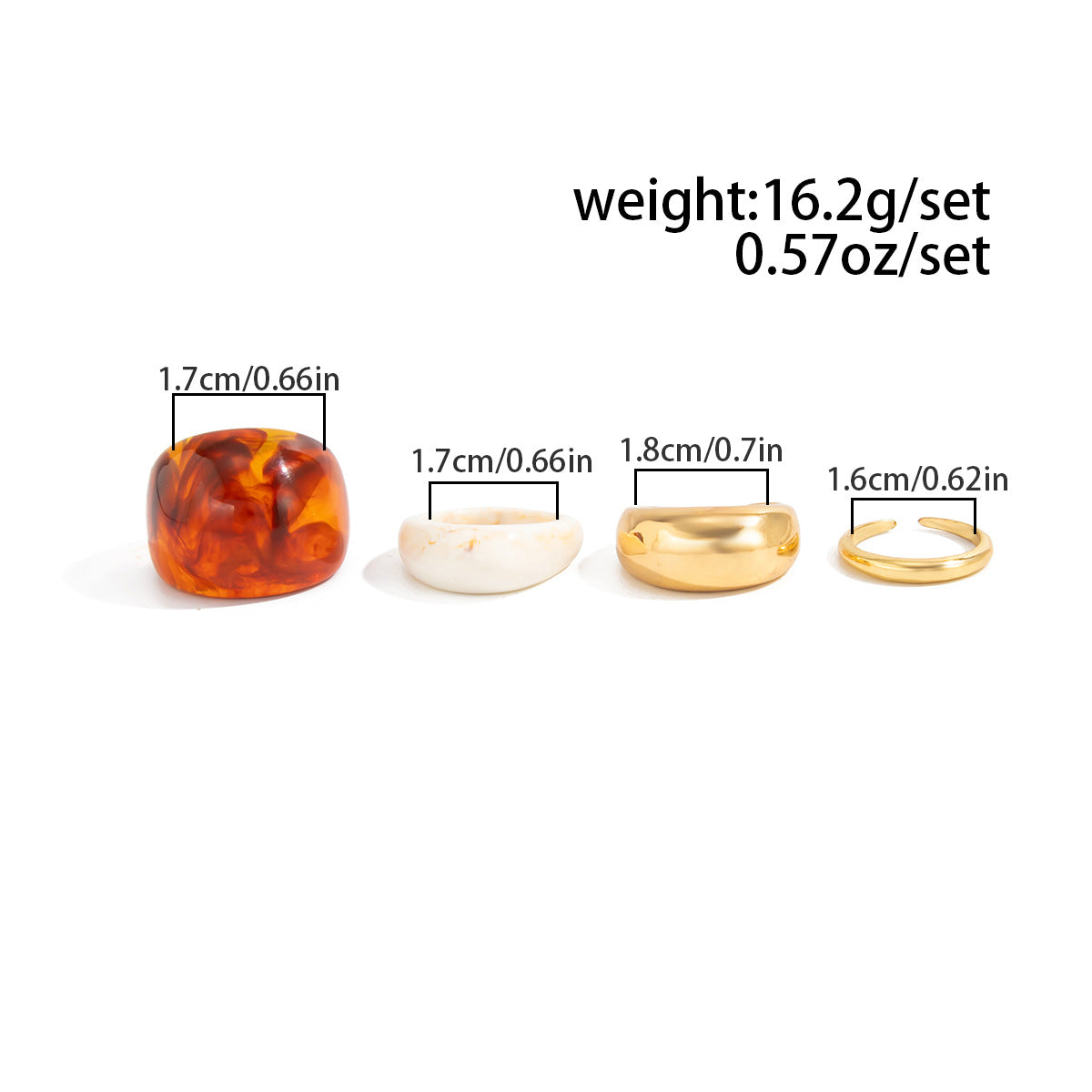 Planderful Geometric Landscape Ring Set With Resin Inlay Vienna Verve Collection Statement Jewelry For Women
