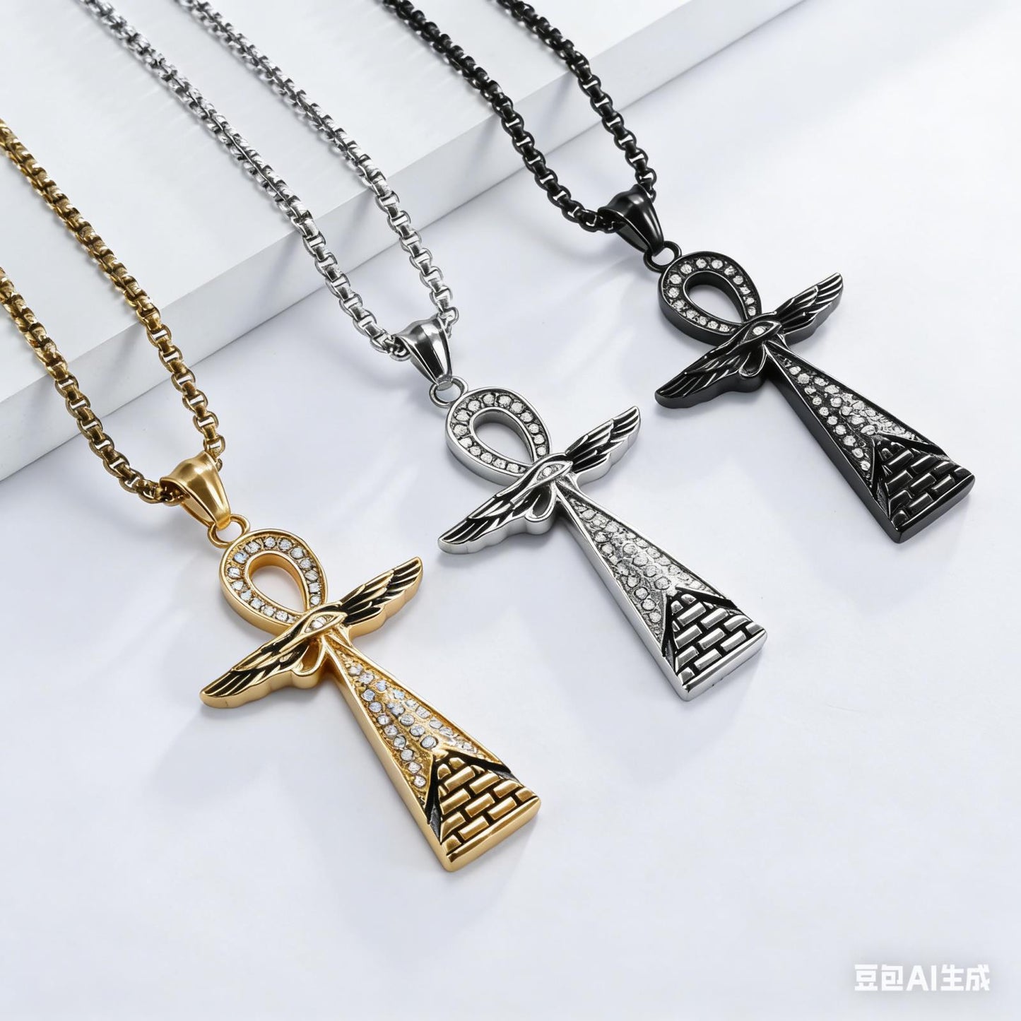 Planderful Anka Cross Titanium Necklace For Men Bold Hipster Style Durable Steel Pendant