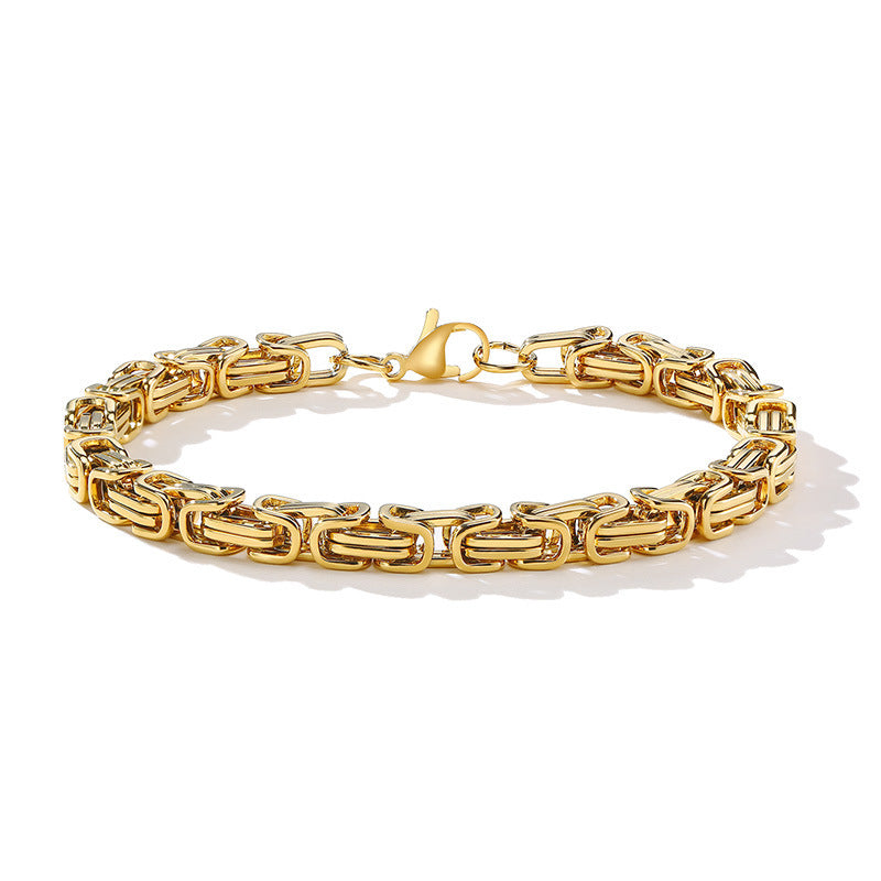 Square Byzantine Gold Foreign Stainless Steel Bracelet for Men