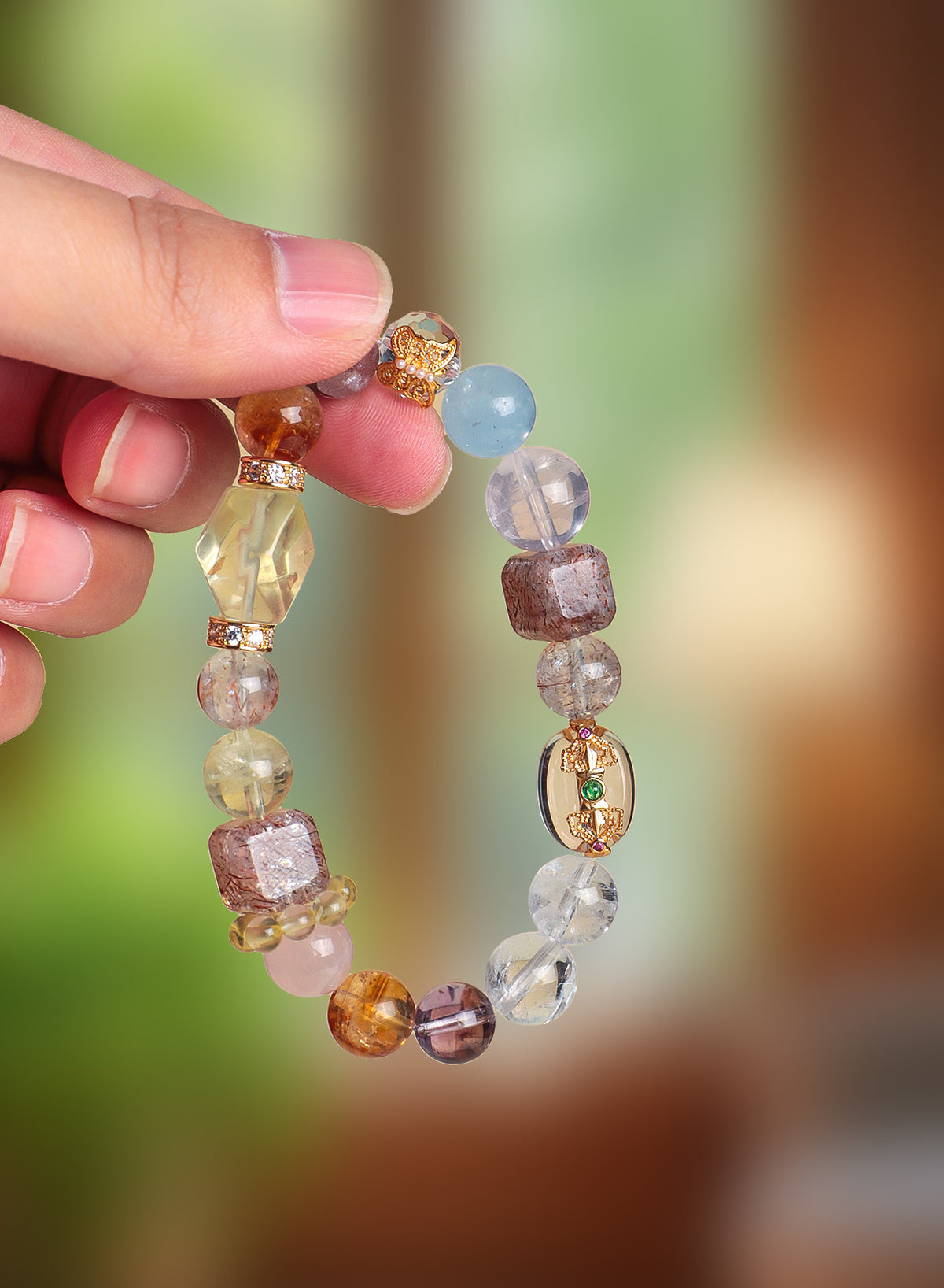 Aquamarine Amethyst Crystal Bracelet