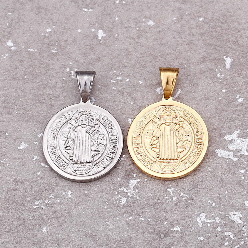 Niche Design St. Christopher'S Titanium Steel Pendant, Men's And Women'S Titanium Steel Necklace,