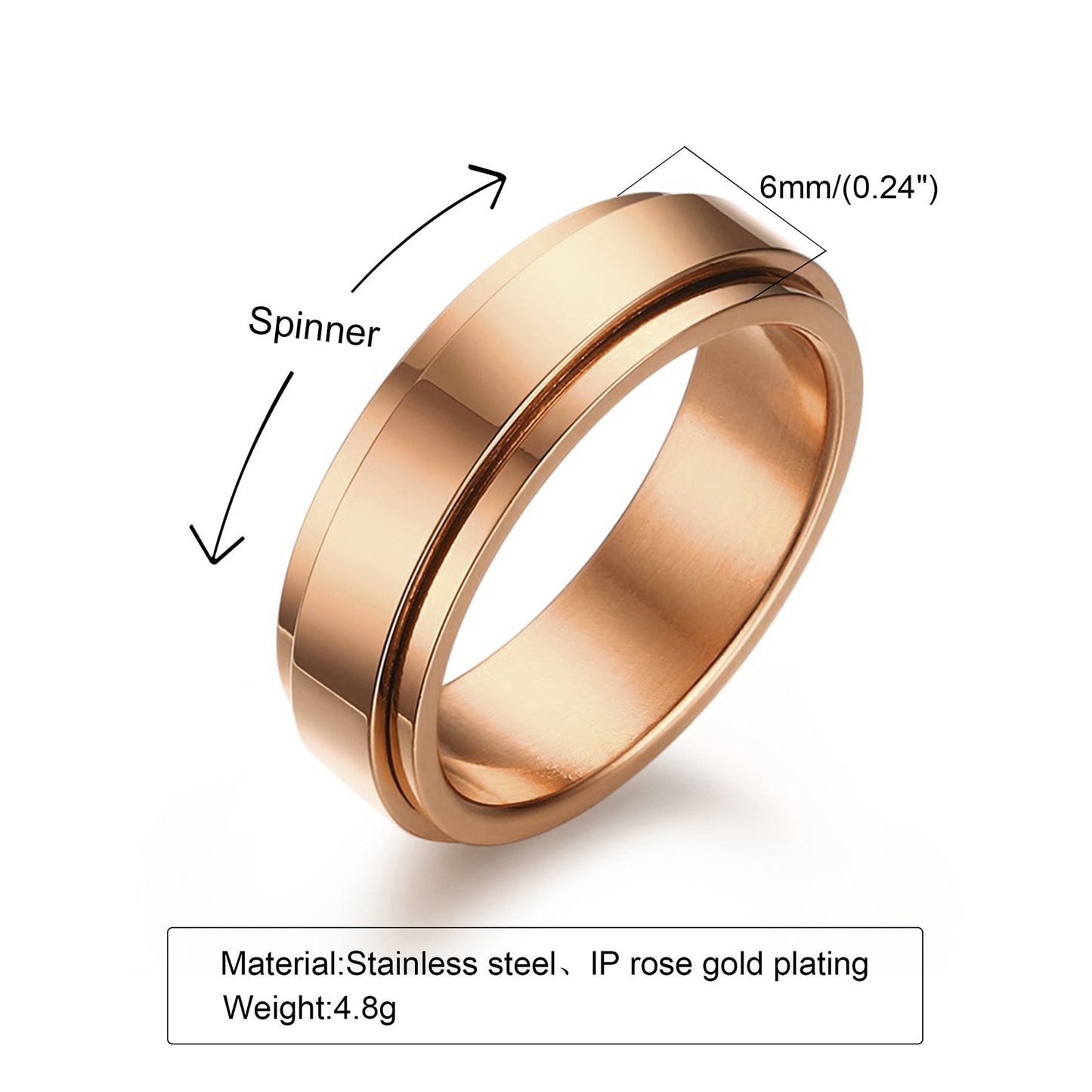 Rotatable Stainless Steel Male and Female Couple Ring Gold