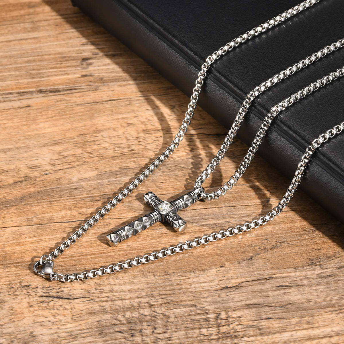 Cross Zircon Stainless Steel Necklace for Men