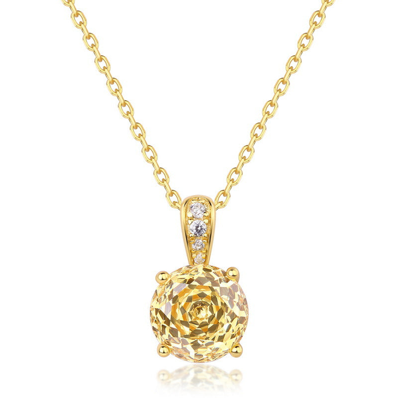 S925 Sterling Silver Moss Agate Rose Pendant Necklace