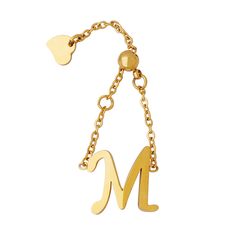 Chic Titanium Steel Finger Chain Bracelet with Heart Detail