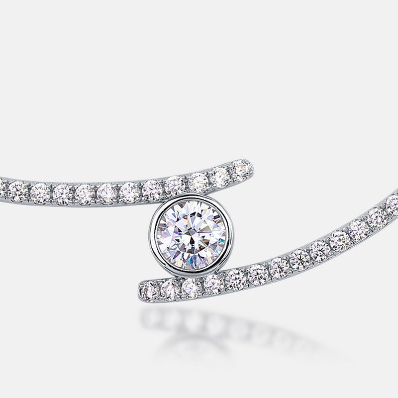 S925 Sterling Silver Moissanite Round Pendant Necklace