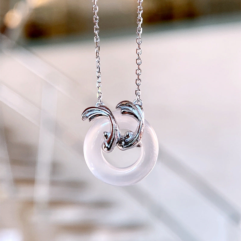 S925 Sterling Silver Koi Necklace Women’s Simple Fish Chain