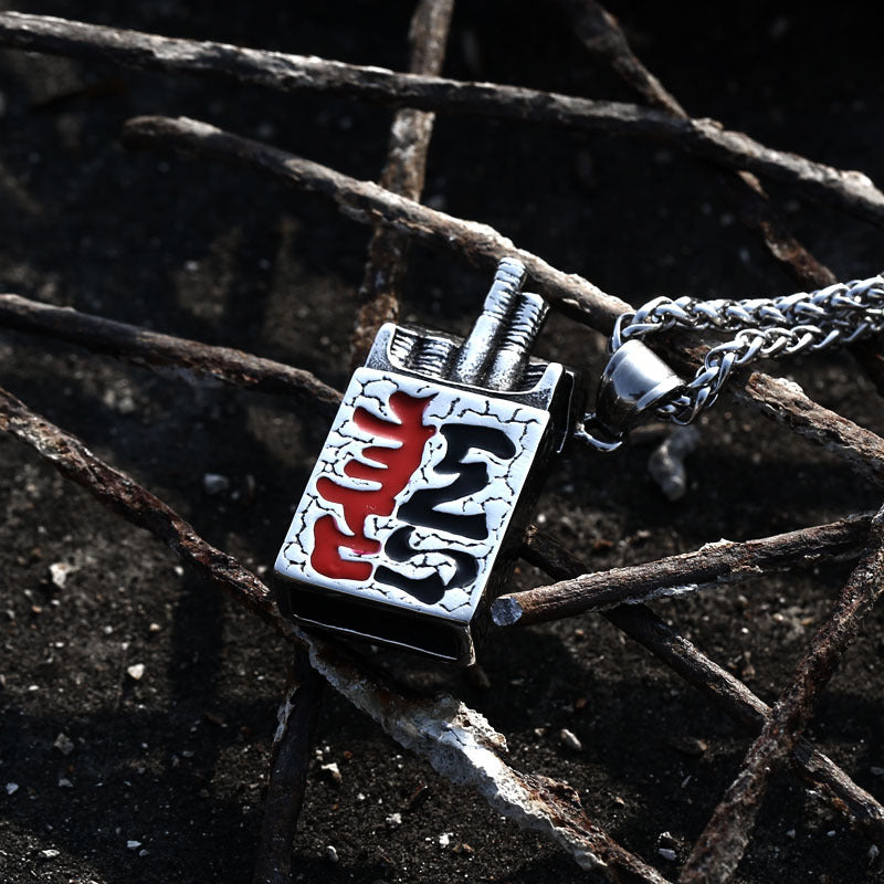 Retro Stainless Steel Pendant for Men - Good and Evil Cigarette Case Design in Titanium Steel
