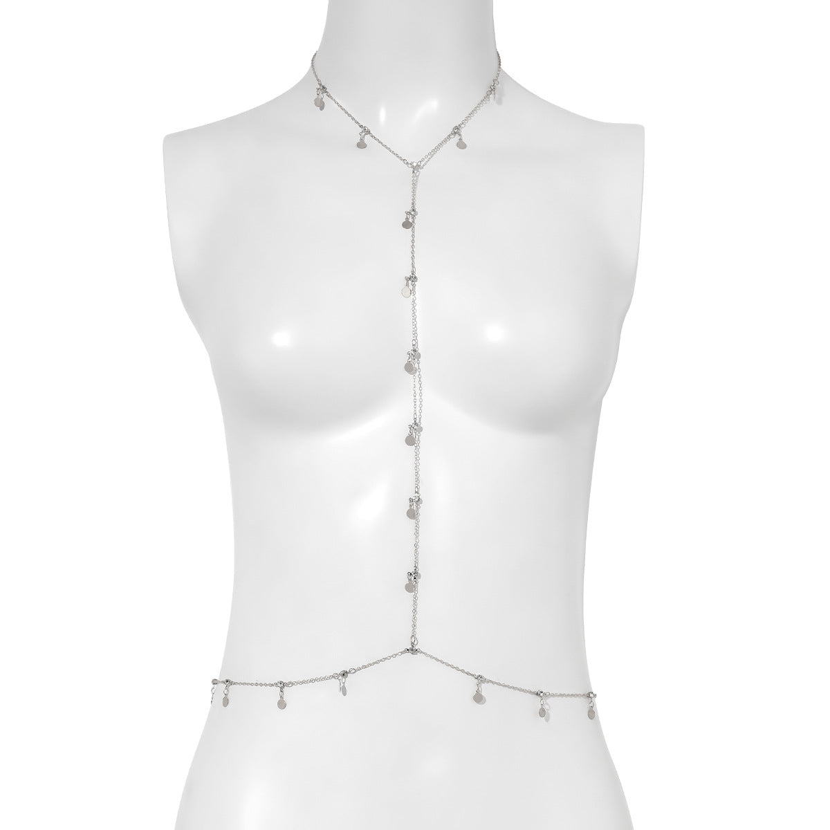 Elegant Hollow Body Chain Necklace and Waist Chain Set with Round Beads for Women