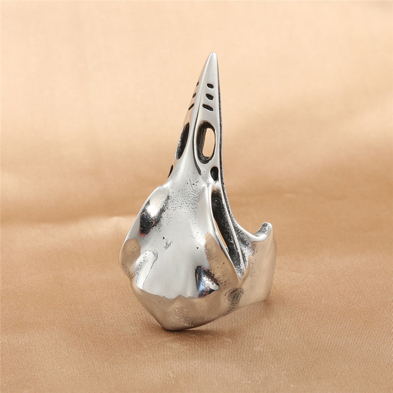 Retro Titanium Steel Skull Beak Ring for Men – Trendy Stainless Steel Animal Jewelry